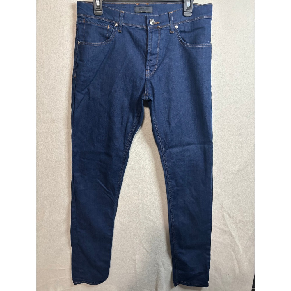 Zara Man Skinny Fit Denim Jeans Indigo Blue Size 32 Mens Dark Wash Pants